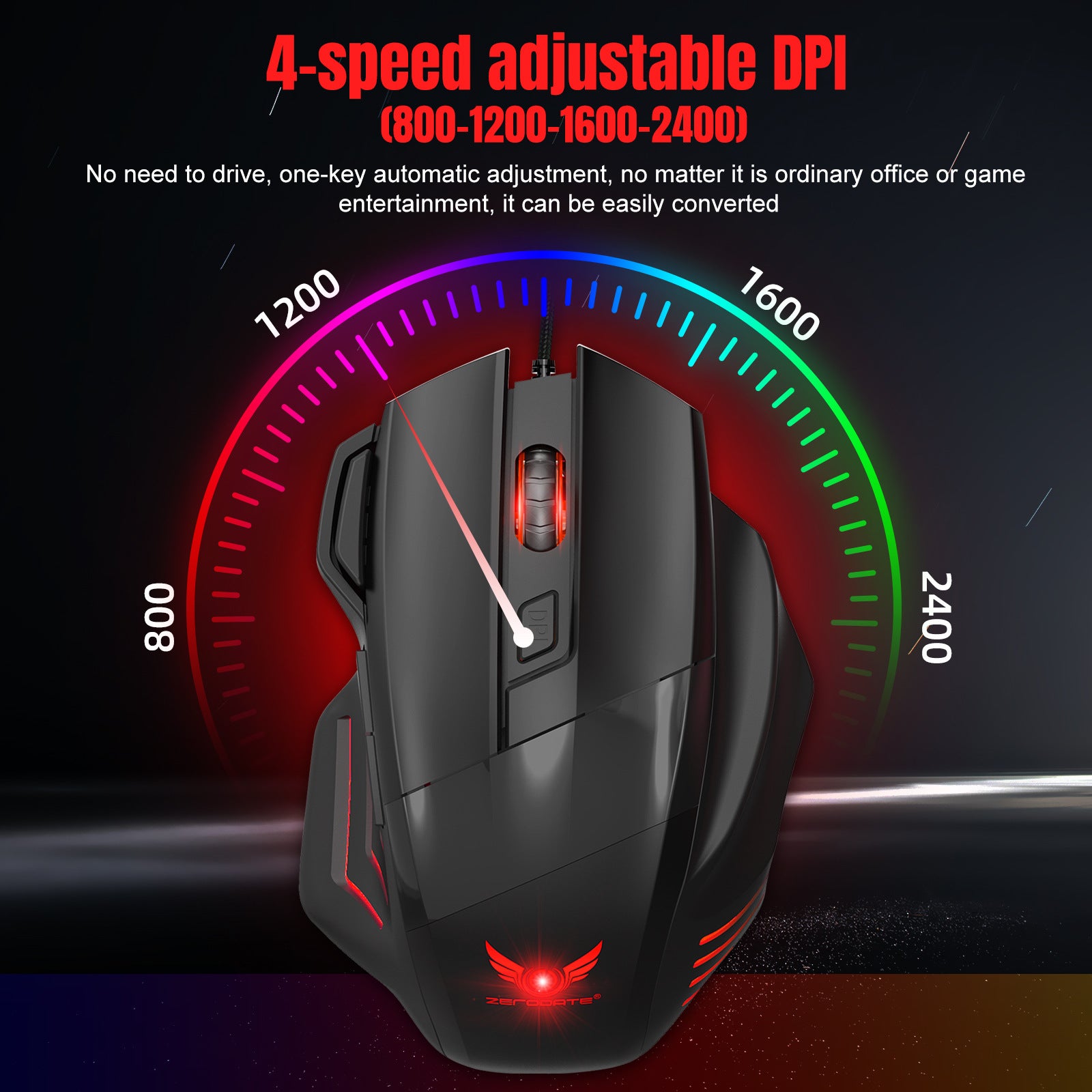Wired Ergonomic Gaming Mouse with RGB Lighting